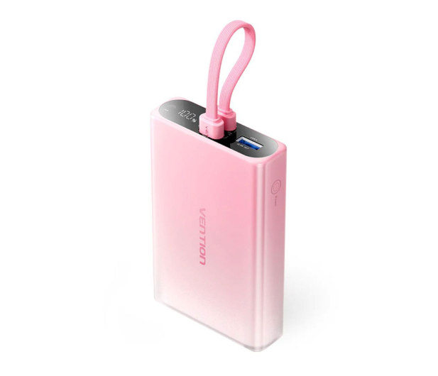 Vention Powerbank 10000 mAh USB-C Lightning USB-A 22,5W różowy - 1543389 - zdjęcie